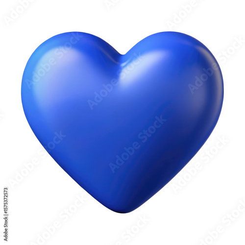 blue heart 3d render icon in cartoon plastic style minimal isolated on transparent white background, clipping path