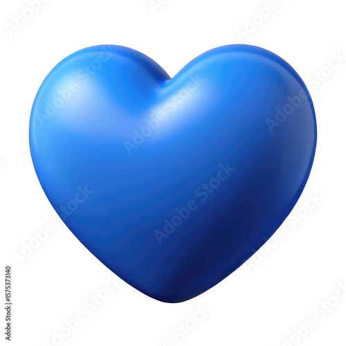 blue heart 3d render icon in cartoon plastic style minimal isolated on transparent white background, clipping path