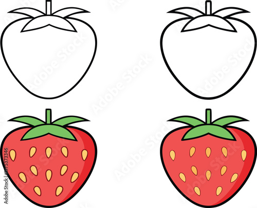 set of strawberries vector hand drawing 