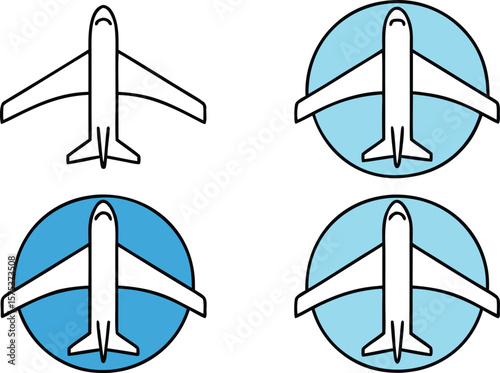 Plane icon set. Flight transport symbol. Airplane icon vector. Travel flat illustration. Travel symbol. Vector,commercial, flight, fly, graphic, jet, pictogram, signs, silhouette, transport,