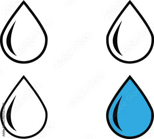 water drop icon set. simple water droplet symbol. transparent png and vector illustration.water, droplet, environmental, flow, fluid, glossy, gradient, graphic, infographic, liquid, outline, purity, 