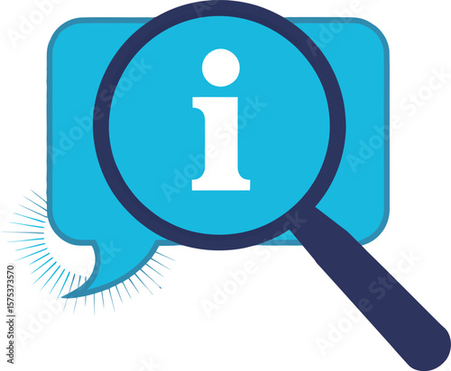 Information search icon vector graphic for faq help and support center online resources and tips