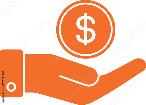 Hand holding money coin vector illustration for financial investment and business concept idea 95