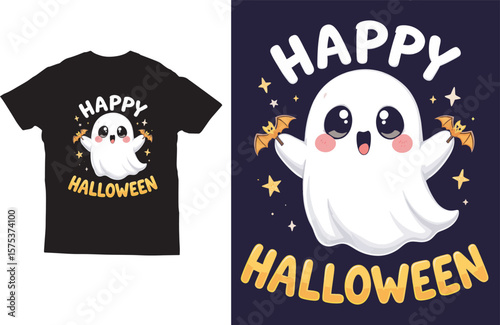 Cute ghost halloween t shirt design