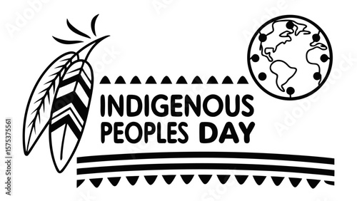 Celebrating indigenous peoples day with symbolic feathers the earth and a festive tribal border design