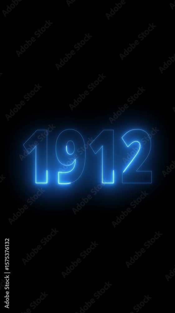 1912 neon line text. important year, important date 1912. Abstract 1912 neon text animation, Glowing neon number text background 4k video animation . 1912 neon line text. important year, important date 1912. Abstract 1912 neon text animation, Glowing neon number text background 4k video animation .