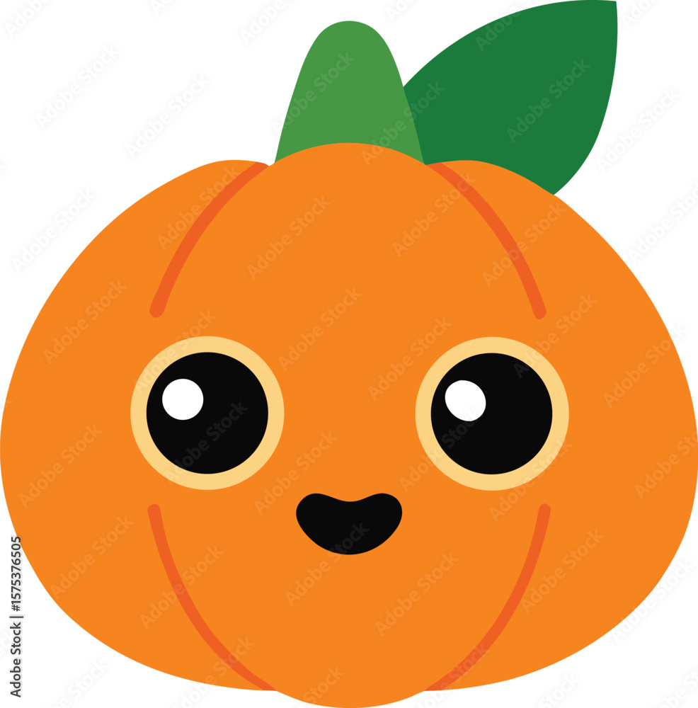 Obraz premium Leafy Crowned Pumpkin Emoji with Twinkly Eye – Fall Vector