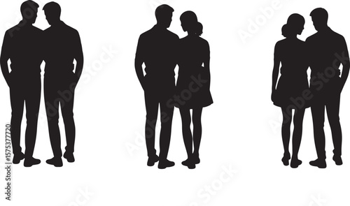 Couples embracing standing together people embrace