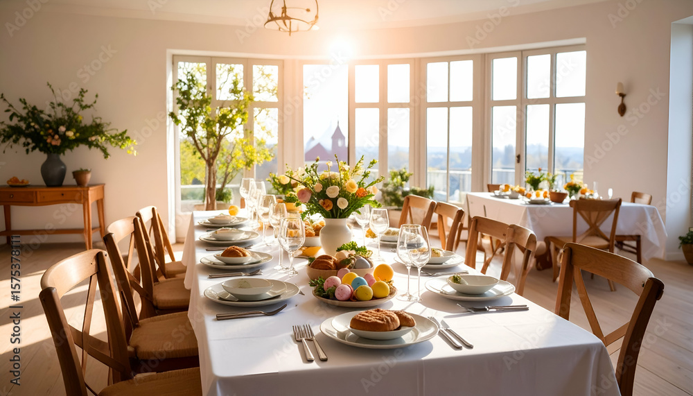 Sunny Easter Brunch Table Setting. Sunny Easter Brunch Table Setting.