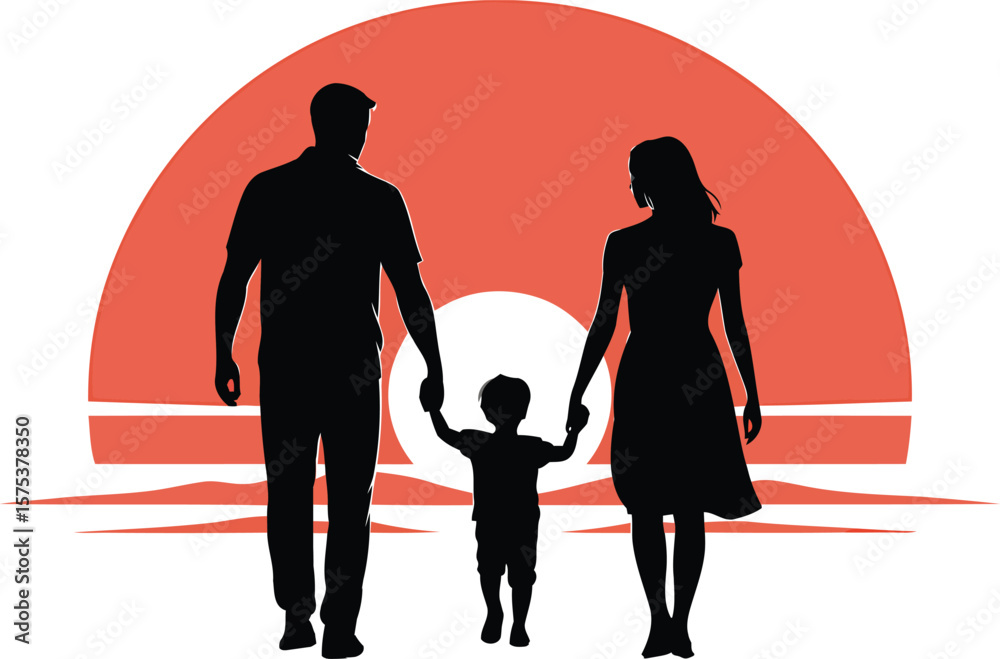 Family walking together at sunset people parents Family walking together at sunset people parents
