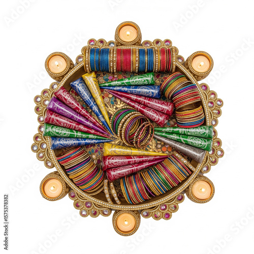 traditional indian bangles with cone mehndi 