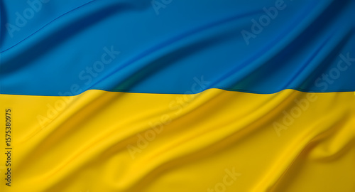 Ukrainian Flag  Blue and Yellow Fabric Background