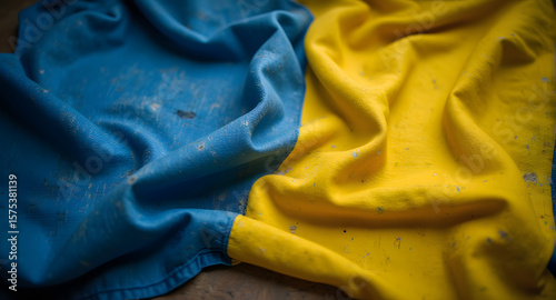 Blue and Yellow Fabric Textureม Ukrainian Flag