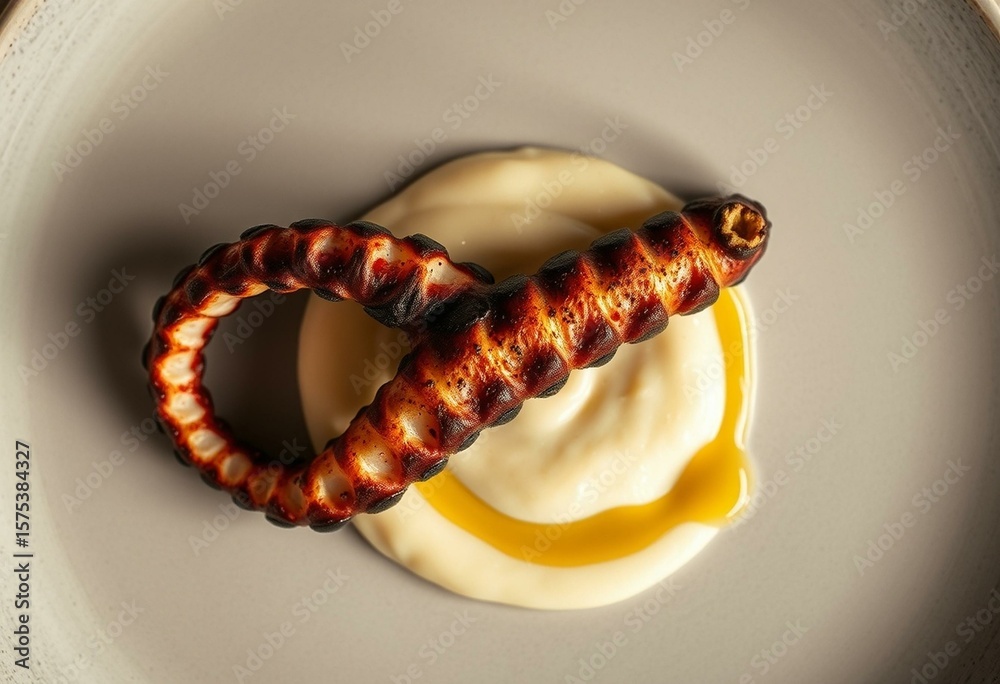 Fototapeta premium Grilled octopus tentacle with smoked paprika