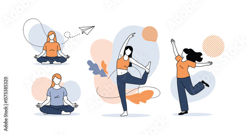 Diverse individuals practicing wellness activities promoting physical and mental health