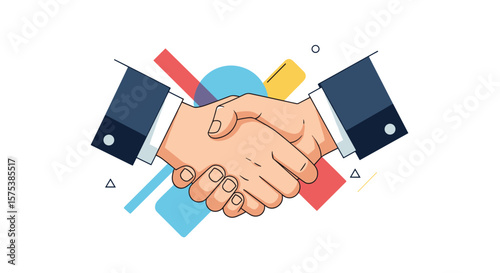 Two businessmen shaking hands firmly agreeing on a deal after meeting