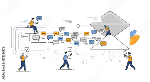Digital communication network connecting people through messages and information exchange