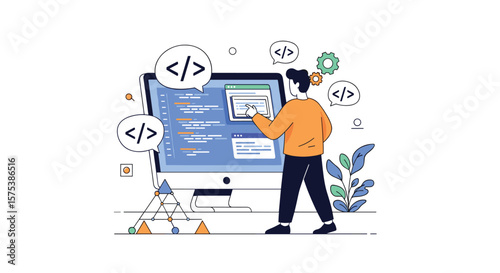 Web developer coding software application development and programming digital technology