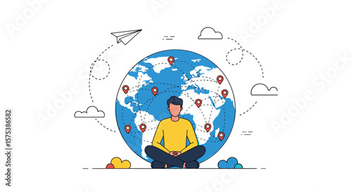Global connectivity and digital nomad lifestyle embracing worldwide communication networks