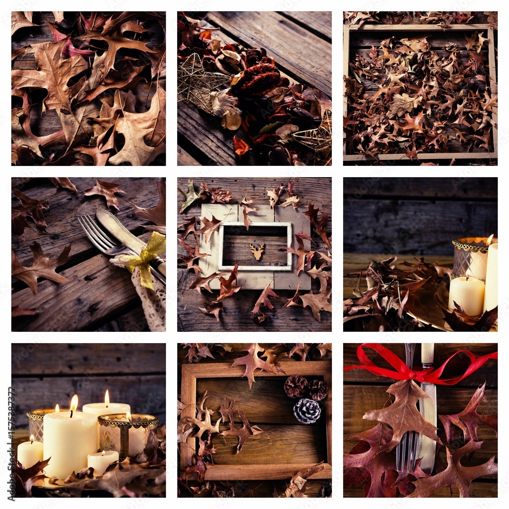 Fototapeta premium Candy and Christmas decoration on leaf