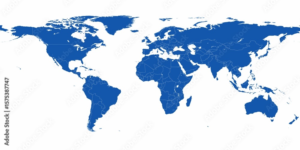 Fototapeta premium Blue color world map against white background