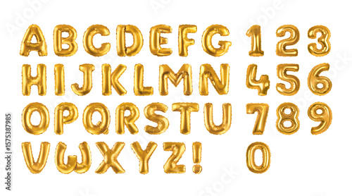 Golden metal 3D alphabet font vector illustration design, Golden 3D balloons, 3D Birthday balloons