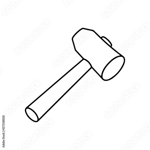 Toy hammer outline silhouette icon vector flat illustration on white background.