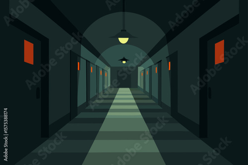 Abandoned Asylum Corridor with Flickering Lights