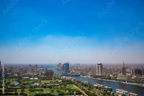aerial view of Cairo with the river Nile