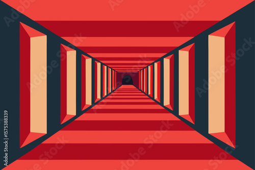 Endless Hallway with Mirrors on Both Sides Showing Ghosts