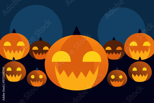Field of Jack O Lanterns Each with a Different Grin
