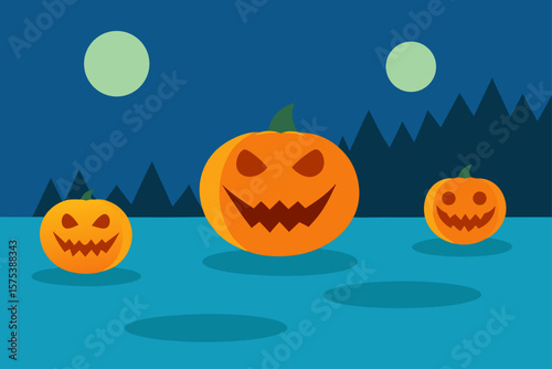 Floating Jack O Lanterns Over a Lake with No Reflections