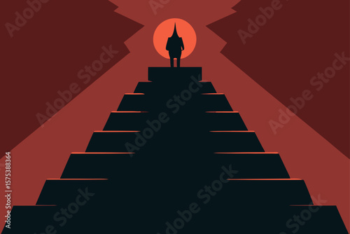Grand Staircase with a Shadowy Figure at the Top