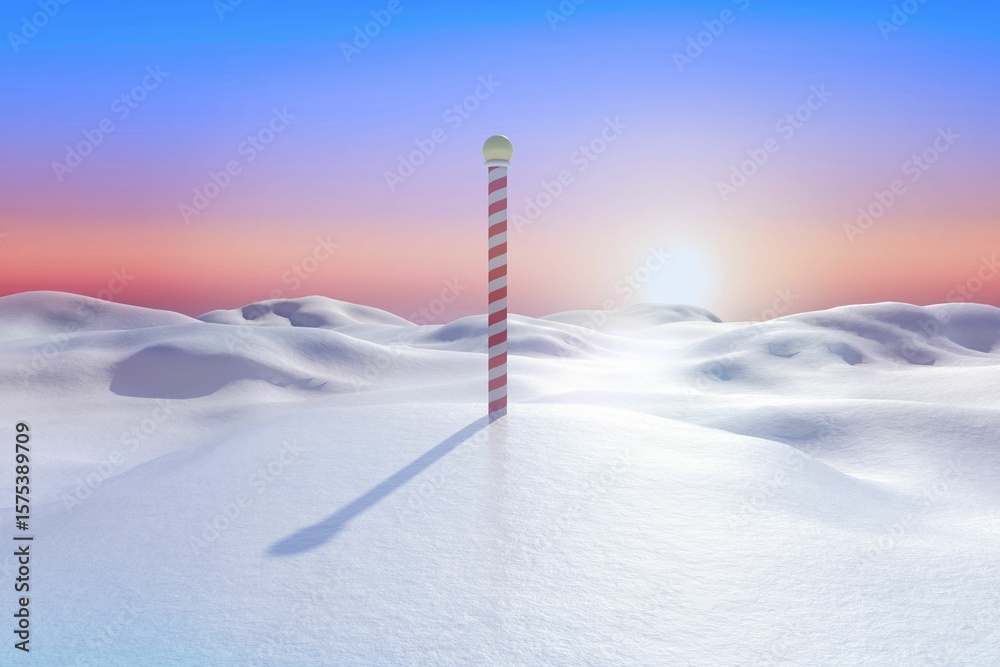 Obraz premium Snowy land scape with pole