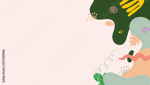 Abstract pastel shapes and doodles suitable for background design, stationery, social media graphics, presentations, and website banners.