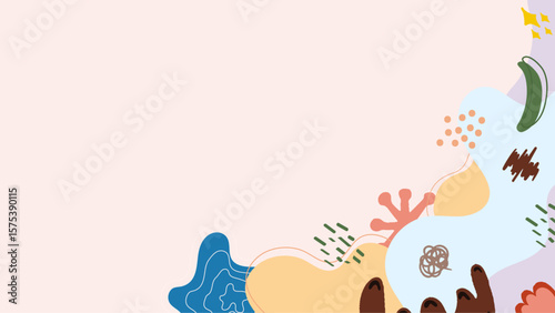 Abstract pastel design with organic shapes. Suitable for backgrounds, graphic design projects, product packaging, and artistic creations needing soft colors.