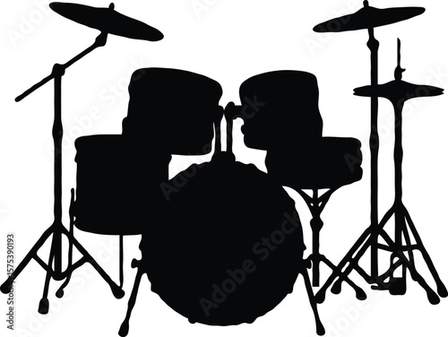 Dynamic Drum Kit Silhouette Powerful Percussion Instrument Graphic