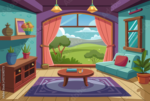 Cozy Living Room with Stunning Countryside View