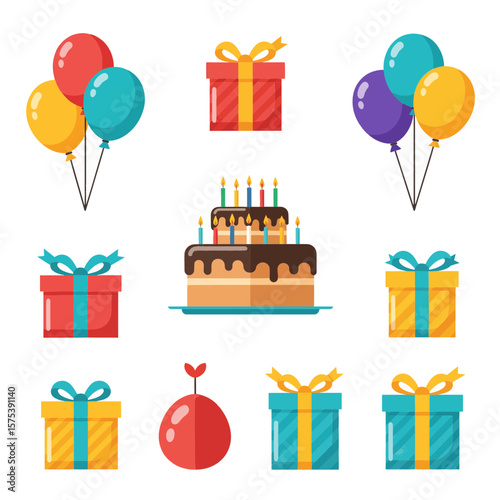 set of birthday icons