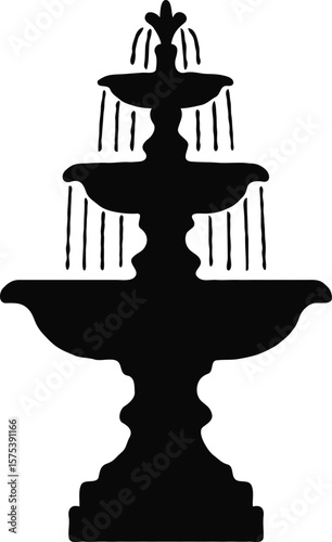 Elegant Tiered Fountain Silhouette A Classic Water Feature Design