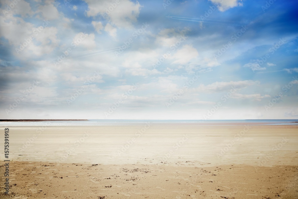 Obraz premium Digitally generated beach under cloudy sky