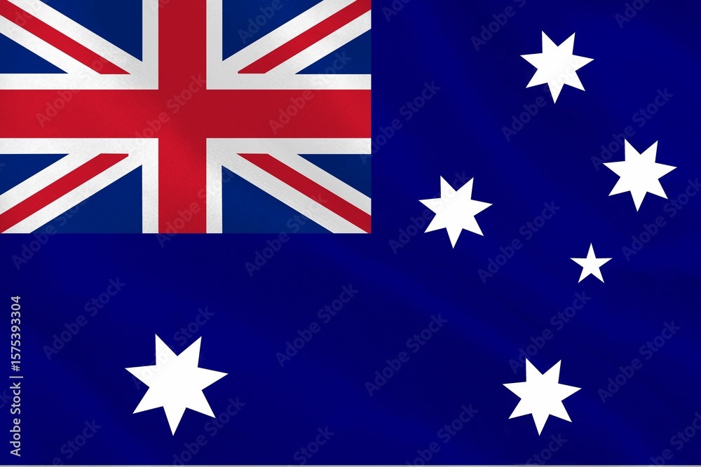 Fototapeta premium Flat Aussie flag is showing Union Jack, Commonwealth Star, Southern Cross, transparent background