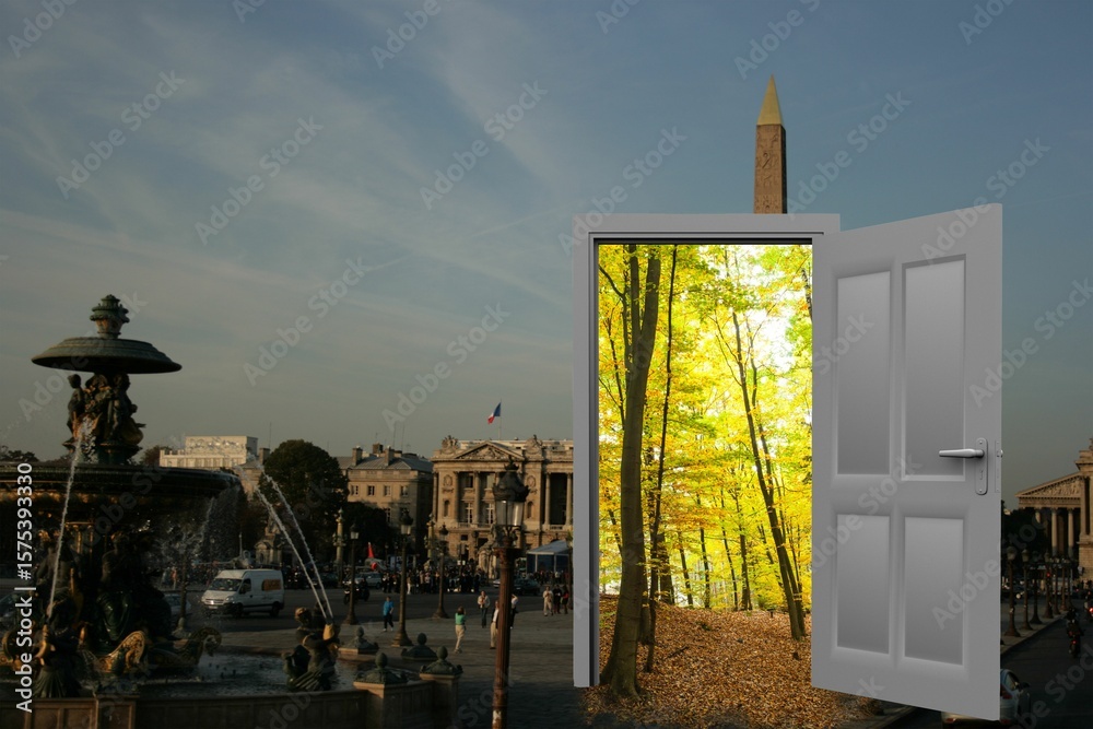 Fototapeta premium Digital image of open door in city