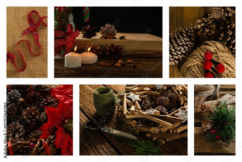 Fototapeta premium Candle and Christmas decoration