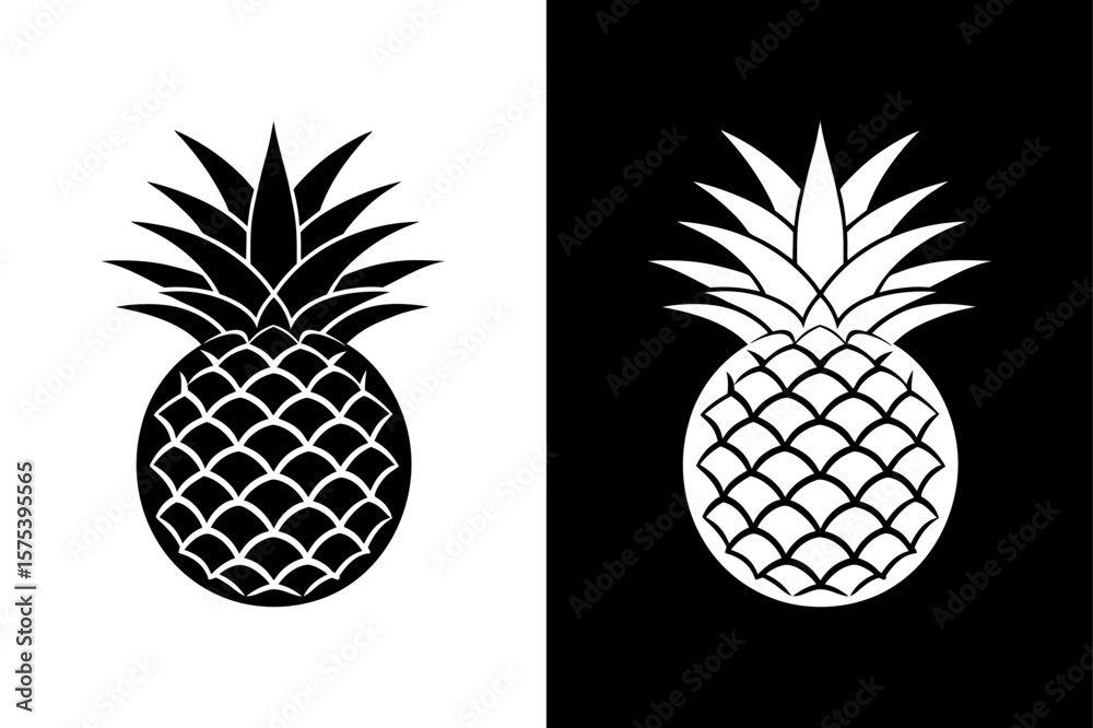 Obraz premium Flat Pineapple Fruit Icon. Trendy Tropical Design in Vector Format