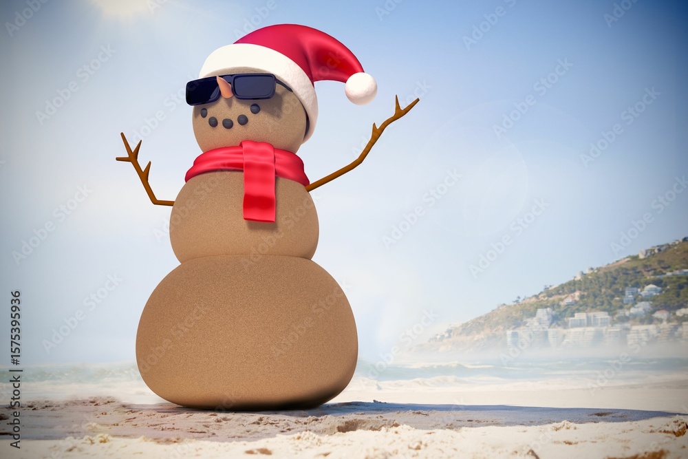 Fototapeta premium Festive sandman on the beach