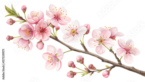cherry blossom isolated on white