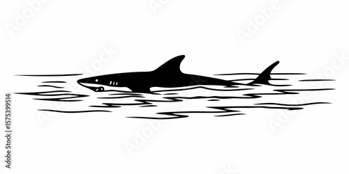 Swimming Shark Silhouette Vector – Ocean Predator Illustration Clipart