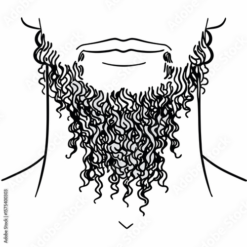 Man with curly beard in line drawing style