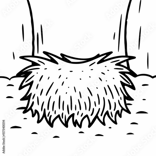 Cartoon beard lying on ground in humorous style